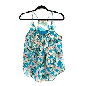 Rebecca Taylor racer back top blouse floral silk 2